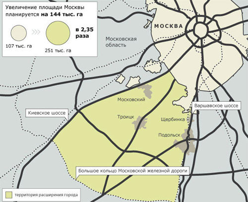 План по расширению Москвы в 2 раза